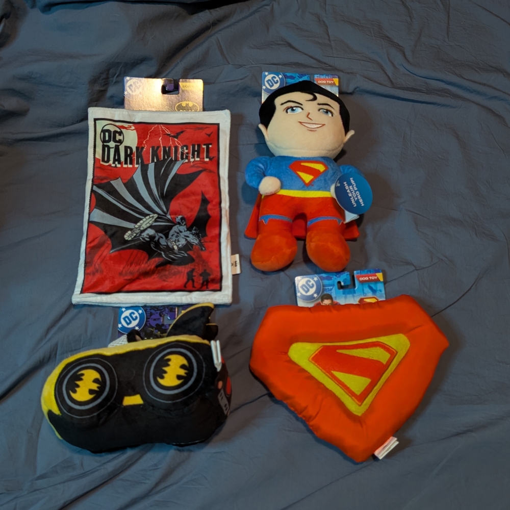 DC Superhero Plush Dog Toy Set - Batman And Superman